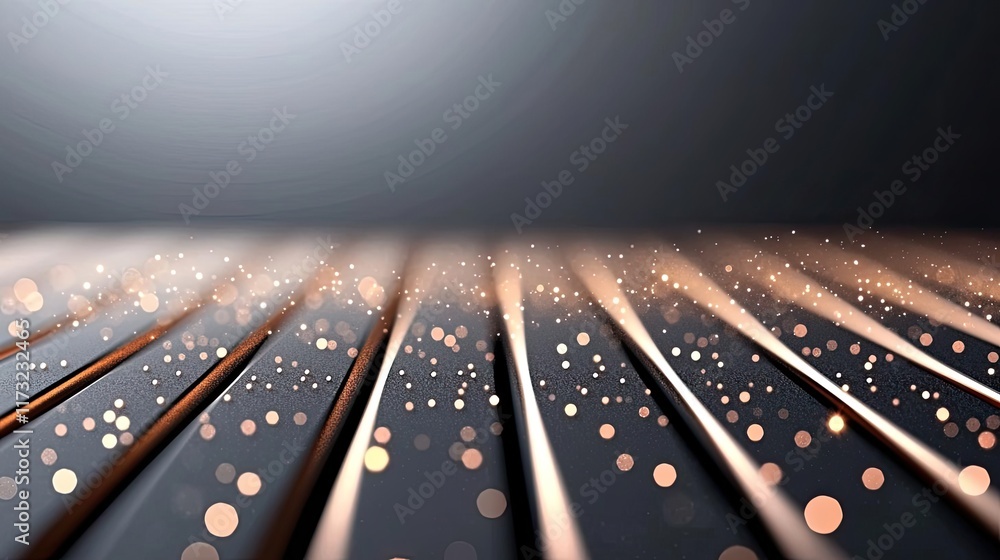 Poster glitter abstract background idea. abstract view of shimmering particles on a dark wooden surface wit