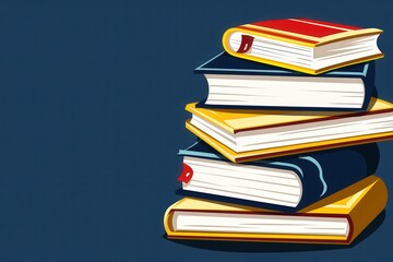 Stack of colorful books displayed on a dark background illustrative artwork studio environment artistic perspective education concept