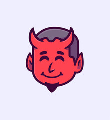 Cheerful Red Devil Character Smiling with Playful Horns - A Fun Cartoonish Design