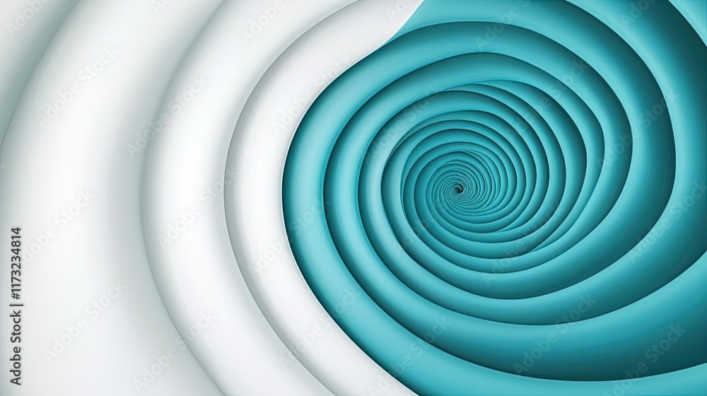 Poster waves abstract background concept. abstract spiral pattern with turquoise and white waves creating a