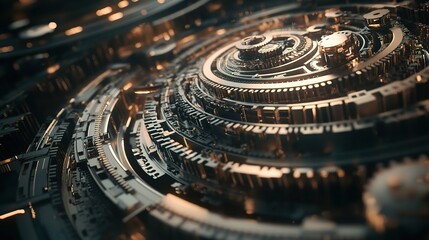 Abstract Mechanism of Gearwheel in Dynamic Background Illustration