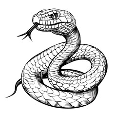 Fototapeta premium coiled cobra outline with flared hood