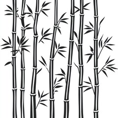 Fototapeta premium Black and white stylized bamboo stalks and leaves