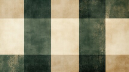 Rustic Green and Beige Plaid Pattern Background for Textiles, Wallpaper, and Design Projects
