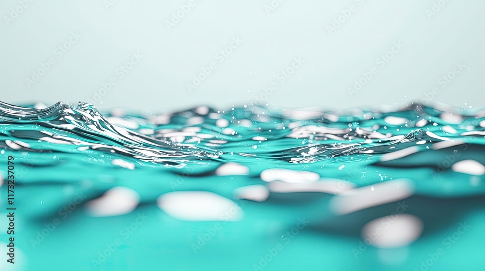 Aufkleber splash abstract background concept. close-up view of turquoise water waves creating a serene and tra