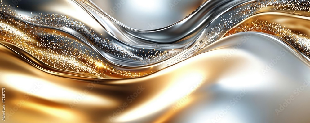 Aufkleber splash abstract background concept. abstract pattern of shimmering metallic waves in gold and silver