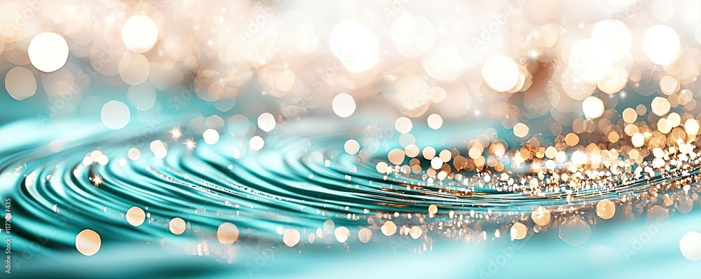 Aufkleber splash abstract background concept. a close-up of shimmering water with golden reflections and swirl