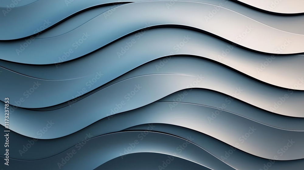 Poster metallic abstract background idea. abstract waves in blue and cream colors create a serene and moder