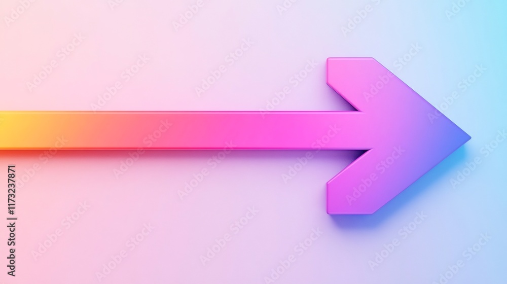 Poster stylized 3d colorful gradient arrow pointing to the right