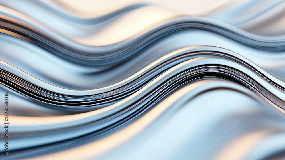 Poster metallic abstract background idea. abstract close-up of smooth metallic waves reflecting light in ge