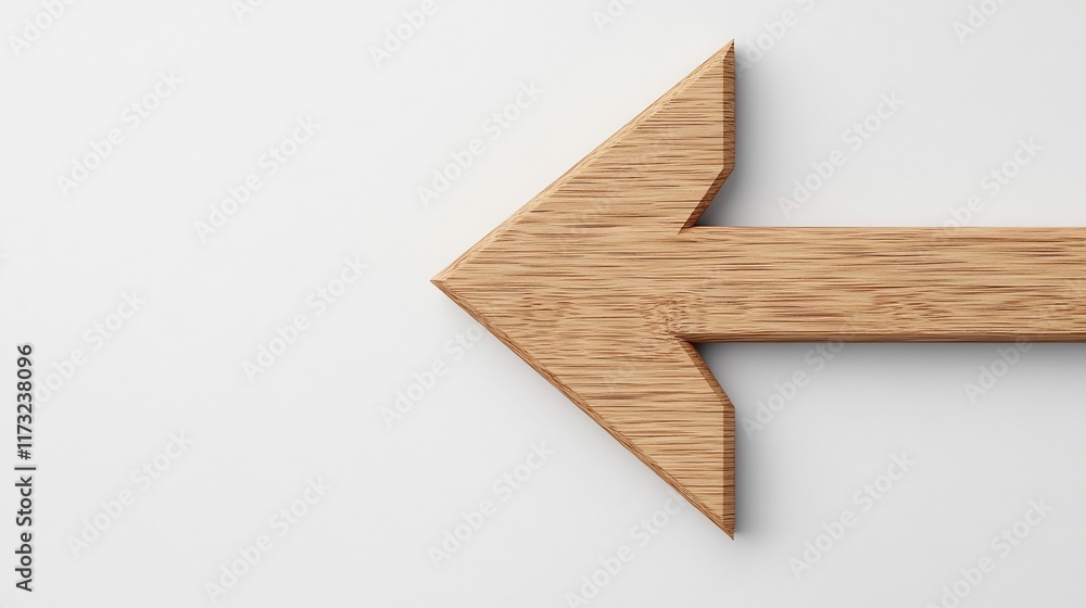 Poster 3d wooden arrow with textured surface on minimal background
