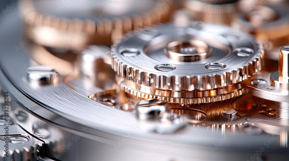 Poster metallic abstract background idea. close-up view of intricate watch gears showcasing fine craftsmans