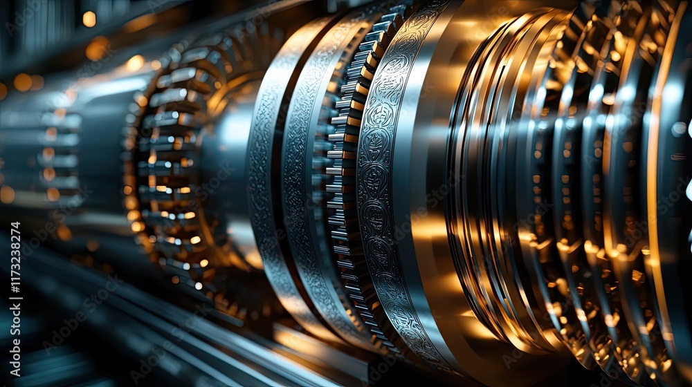 Poster metallic abstract background idea. close-up of a high-tech mechanical component with intricate detai