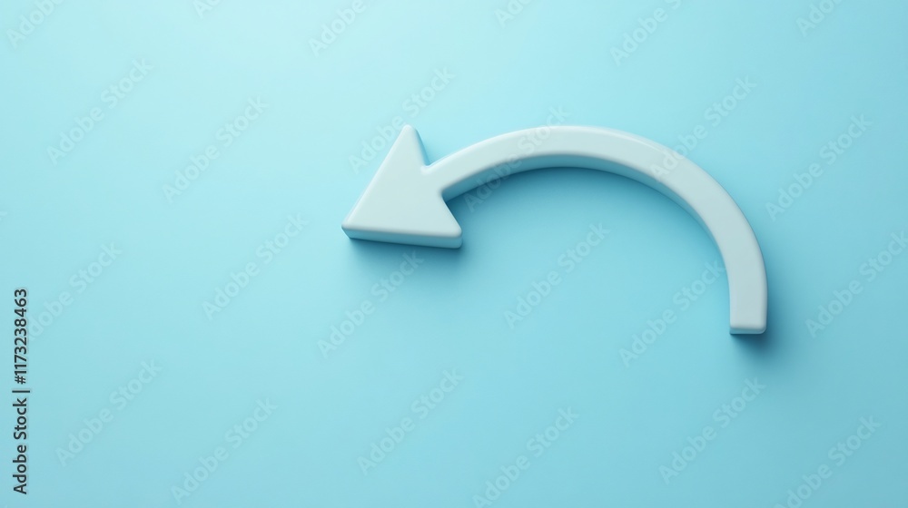 Poster curved 3d arrow in minimal blue tone design with smooth surface
