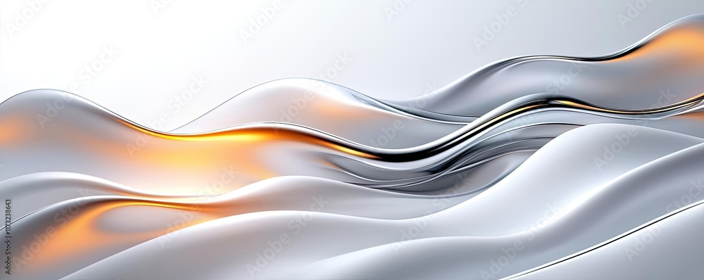 Poster waves abstract background concept. abstract waves with shiny metallic textures and warm accents crea