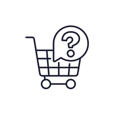 shopping cart line icon with question mark