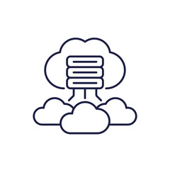 servers and cloud solutions icon in line design