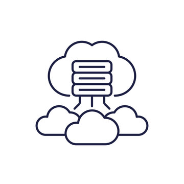 servers and cloud solutions icon in line design