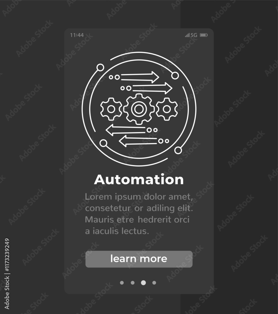 Poster automation banner design with line icon, vector