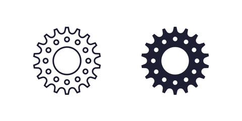 Bicycle gear or sprocket icon in two styles