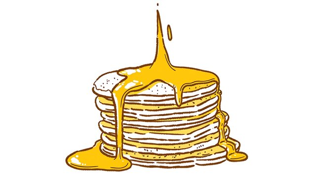 pancakes with yellow syrup pouring down clip art preview