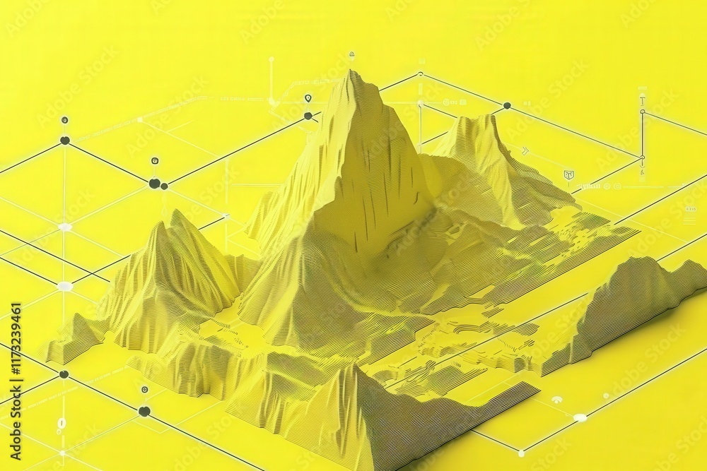 Poster 3d mountain visualization digital space graphic design abstract environment top-down view creativity
