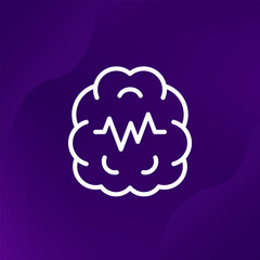 epilepsy icon with brain, minimalistic line design