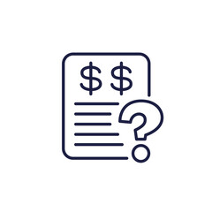 hidden costs or unknown expenses line icon
