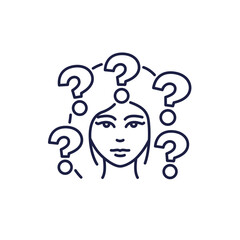 questions and woman line icon