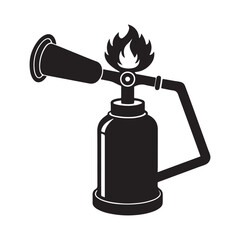 Fire extinguisher silhouette, black and white silhouette, vector and illustration