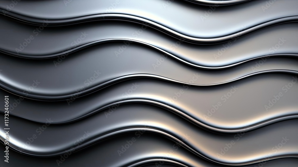 Poster metallic abstract background idea. abstract wavy surface pattern, modern design, black and silver te