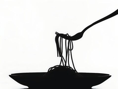recommend clip art: plate of spaghetti silhouette with fork twirling pasta