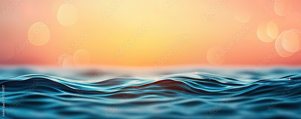 Poster splash abstract background concept. beautiful sunset reflected on calm ocean waves, creating a seren