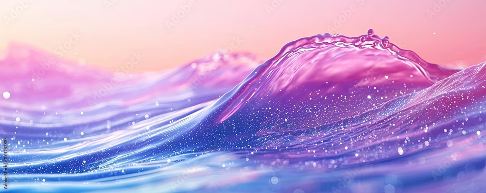 Poster splash abstract background concept. colorful water waves with a shimmering effect, creating a serene