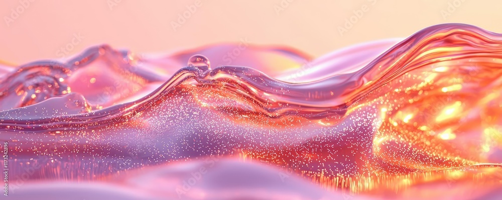 Poster splash abstract background concept. abstract view of shimmering waves with soft pink hues reflecting
