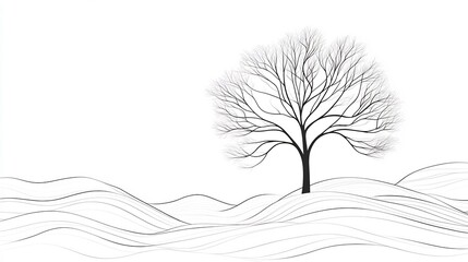 Obraz premium Abstract Continuous Line Drawing of Minimalist Tree on White Background