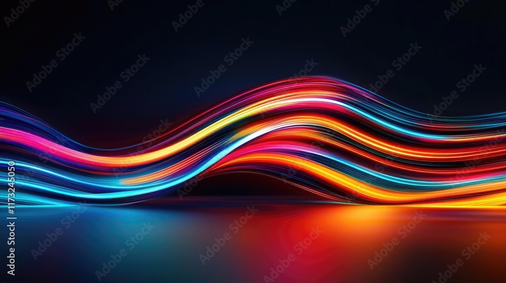 Poster waves abstract background concept. vibrant wave of colorful lights creating a smooth flow, perfect f