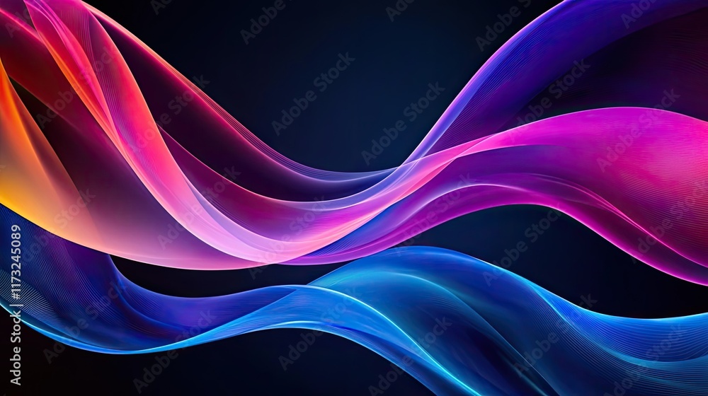 Poster Waves abstract background concept. Vibrant waves of color create a dynamic and abstract background design.