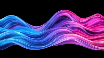 Waves abstract background concept. Colorful waves of blue and pink flowing gracefully on a dark background.