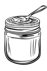Naklejka premium jar of peanut butter outline with spoon inside