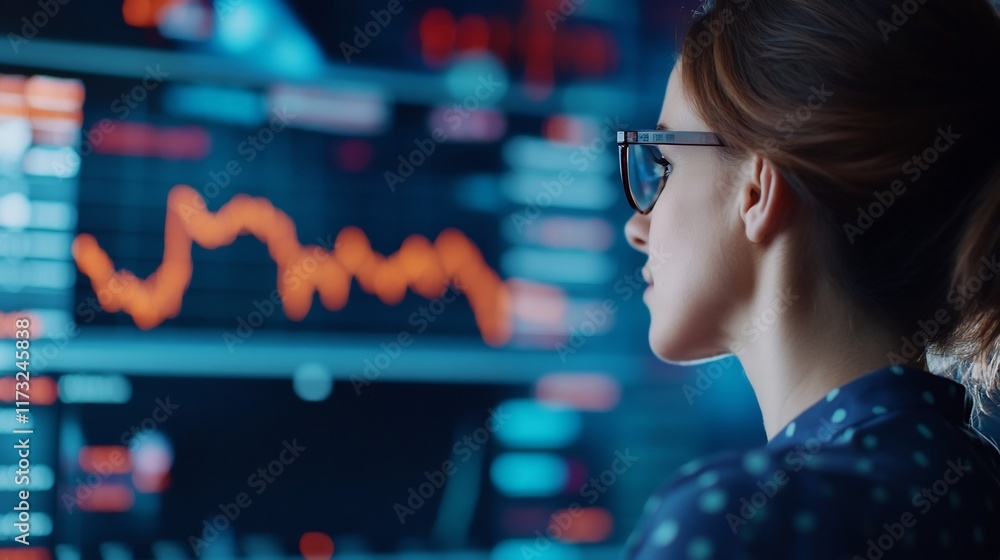 Aufkleber futuristic finance data visualization with holographic globe and graphs