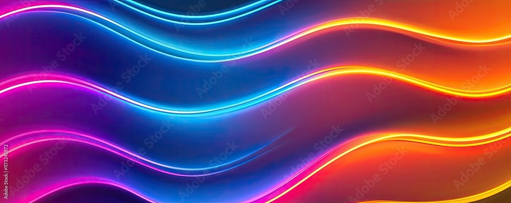 Poster waves abstract background concept. vibrant waves of neon colors create a captivating abstract backgr