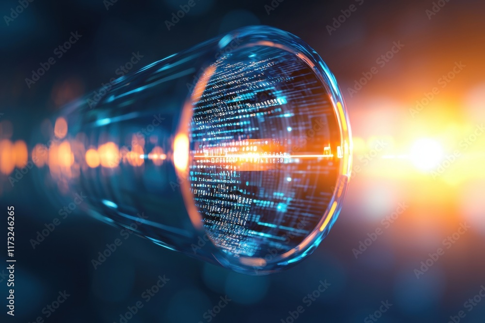 Aufkleber abstract digital interface with bright light and data transmission visualization