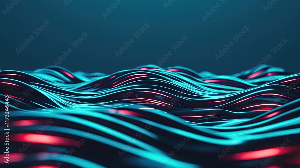Poster metallic abstract background idea. abstract representation of flowing waves in vibrant blue and red 