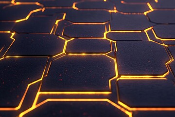 Obraz premium Futuristic Abstract Background with Glowing Lines and Hexagonal Grid Pattern
