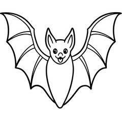 Cute Silhouette of a Bat line art vector cartoon illustration