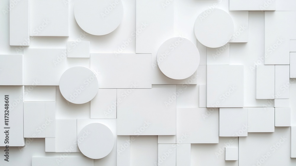 Poster abstract white minimal geometric shapes and light gradient composition