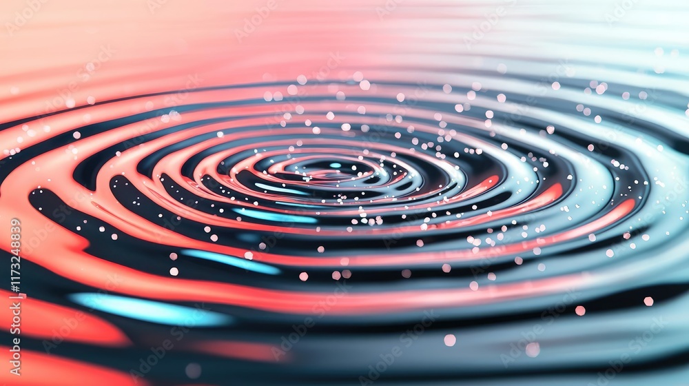 Poster splash abstract background concept. abstract water ripple with sparkling droplets and colorful refle