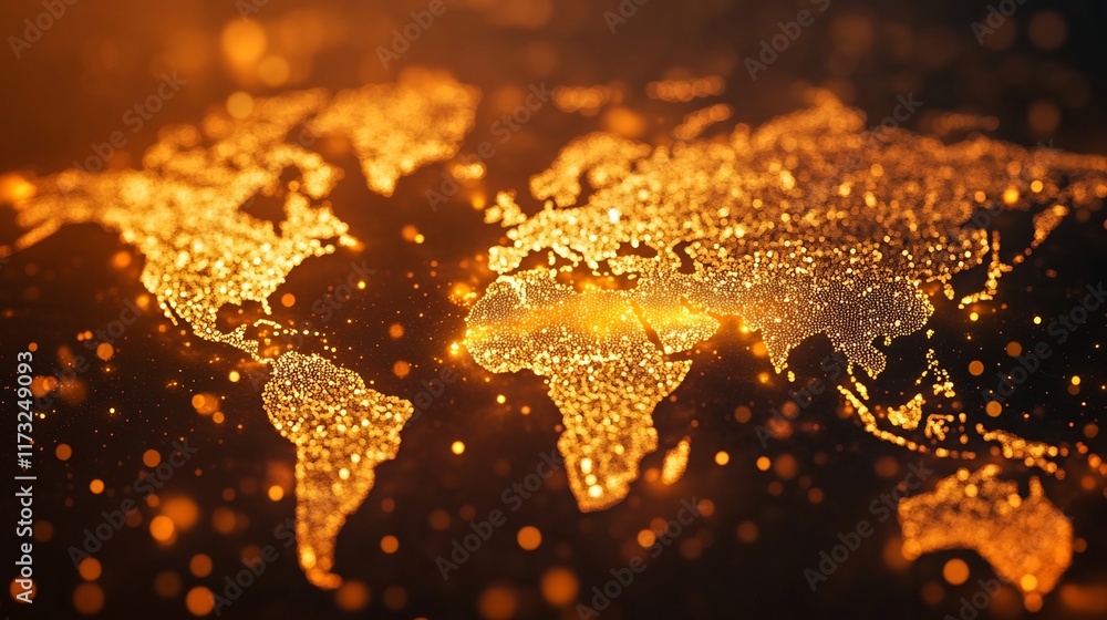 Poster glowing technology nodes symbolizing global connectivity and worldwide interactivity