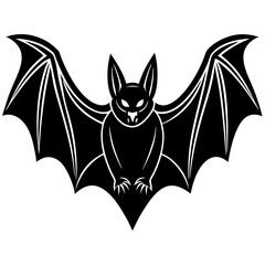 Cute Silhouette of a Bat line art vector cartoon illustration